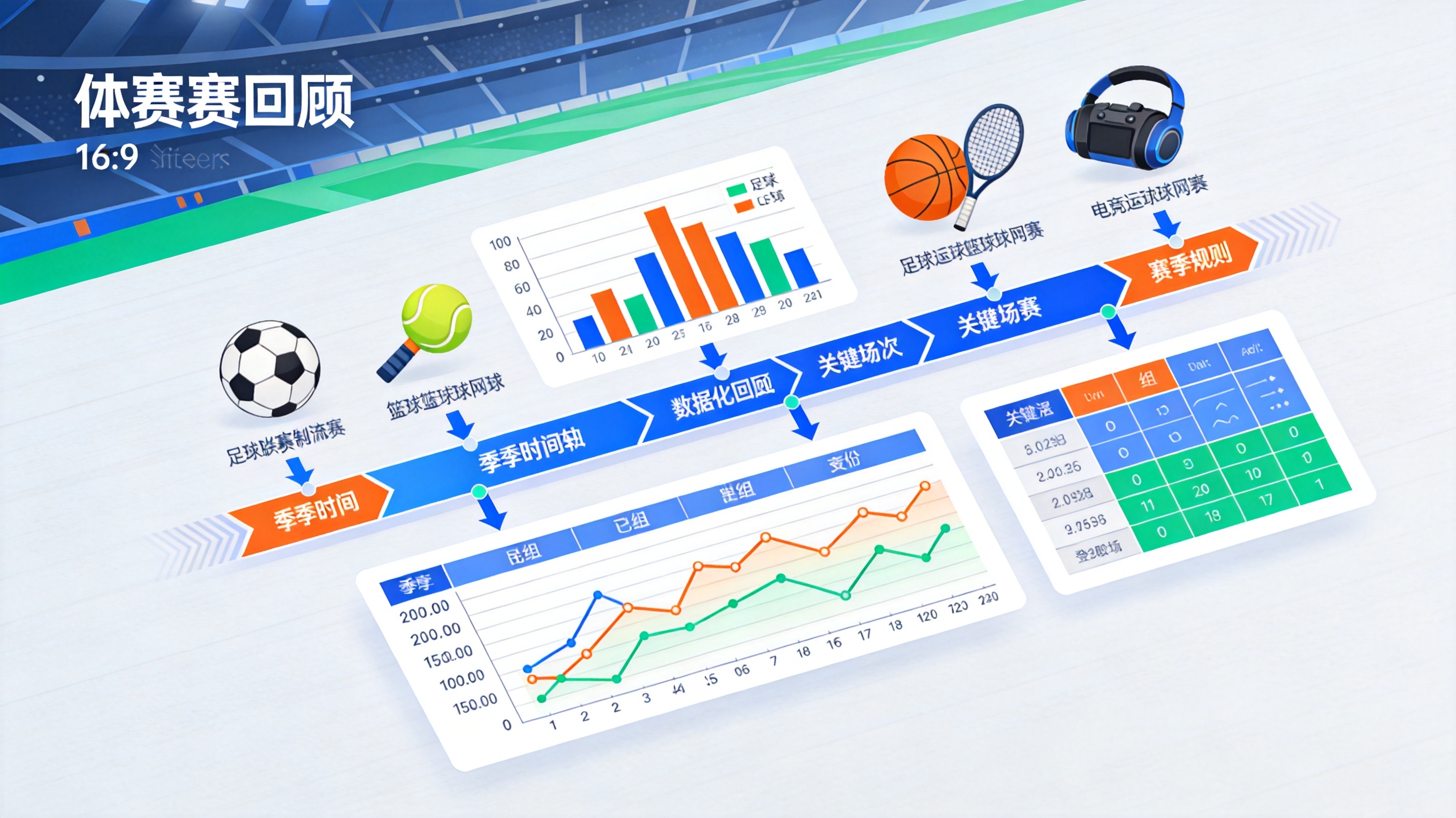赛事专题与内容整理示意图，围绕联赛赛制、赛季脉络与赛果回顾组织专题内容